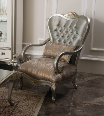 Sudraba Chesterfield krēsla Franču stila mēbeles krēsla vienvietīgs kokaściešs