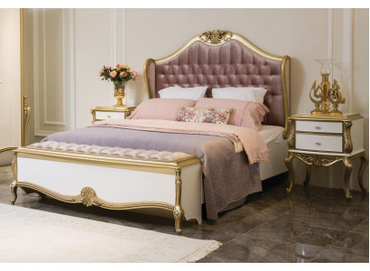 Chesterfield gultas karkasa dizains, mīksts luksusa gultas guļamistaba gultas rozā krāsā.