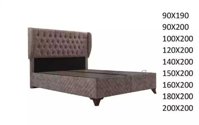 Gulta Chesterfield gultas guļamistabai tekstils 180x200cm ar matraci