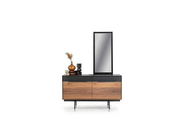 Spogulis Luksusa stenda sienas spogulis Melns rāmis Stils 100x46