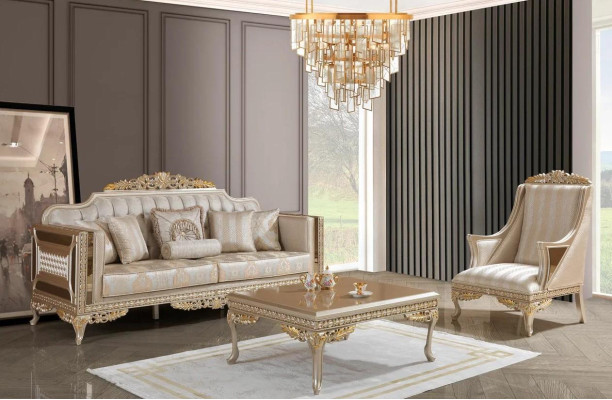 Sofas komplekts 3-vietīgā dīvāns galds dzīvojamā istaba Moderns Jauns Luksusa Mēbeles