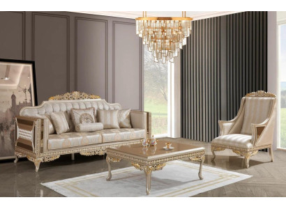 Sofas komplekts 3-vietīgā dīvāns galds dzīvojamā istaba Moderns Jauns Luksusa Mēbeles