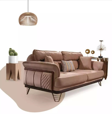 Brown sofa set luxury 3+3+1 seater living room furniture sofas armchairs