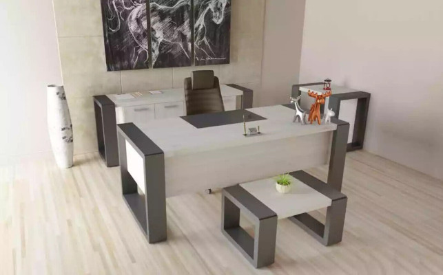 Moderns baltais rakstāmgalds, dizainera biroja mēbeles koka galds darba telpai