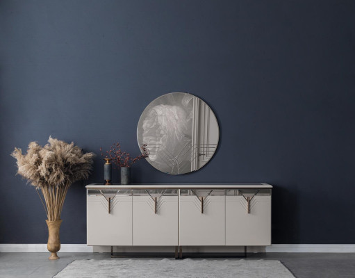Sideboard Anrichte ar spoguļiem, koksnes skapis, komoda, skapis, koksne, baltā krāsā