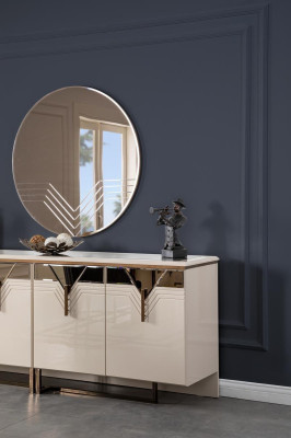 Sideboard Anrichte ar spoguļiem, koksnes skapis, komoda, skapis, koksne, baltā krāsā