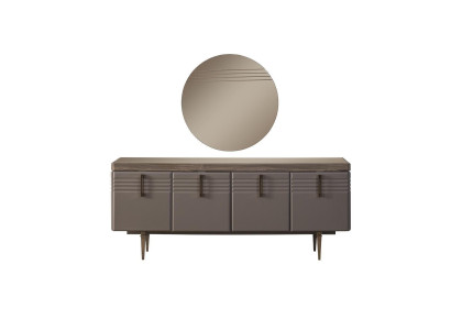 Sideboard Anrichte Pelēks Skapis Spoguļa komoda Koks Komplekts Komoda