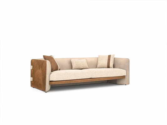 Beža krēsla luksusa trīsvietīga sofa Moderns mēbeļu priekšmetu apģērbs Tekstils