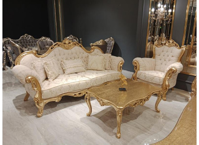Sofas kopa 3+3+1 sēdeklis Chesterfield baroka stila komplekts 3 gab. sofai