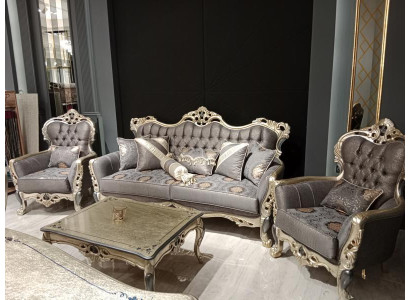 Stilīga "Chesterfield" dzīvojamā istaba komplekts - 3+1+1 sēdvietu dīvāns.