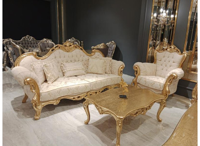 Chesterfield 3 vietu dizaina dīvāns ar auduma pārklājumu. Jauns.