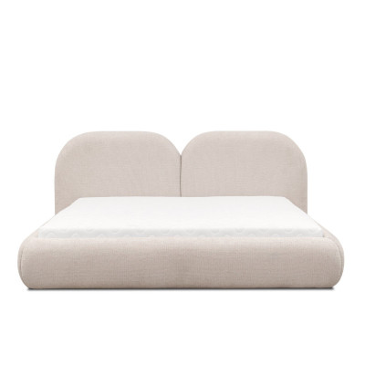 Gultasistaba divvietīga gulta apaļa tekstila galvadēja mīkstajām mēbelēm jauna