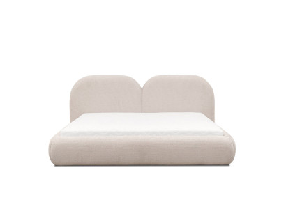 Gultasistaba divvietīga gulta apaļa tekstila galvadēja mīkstajām mēbelēm jauna