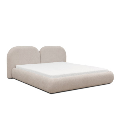 Gultasistaba divvietīga gulta apaļa tekstila galvadēja mīkstajām mēbelēm jauna