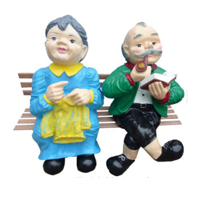 Dekoratīvais glezniecības statuja skulptūra 64cm figūras statujas skulptūras pensionāru pāris dārzā