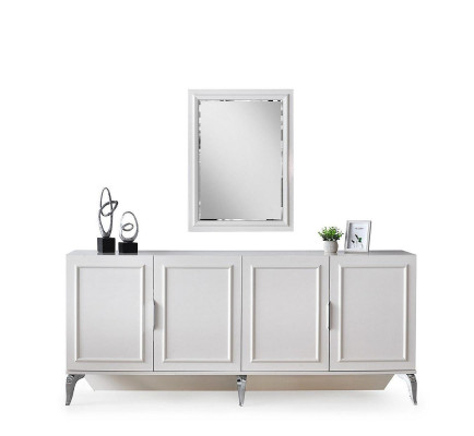 Garnitūrā Kredence Sideboard Skapis koka skapis koks Spogulis Balts