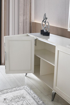 Garnitūrā Kredence Sideboard Skapis koka skapis koks Spogulis Balts