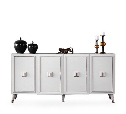Ēdamgaldi Sideboard skapis koka plaukts Baltais koka komoda Ekstravagants.
