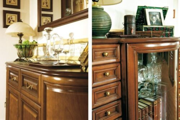 Brūna komoda Antik stils Sideboard Apgādnieks Komodas koka skapis