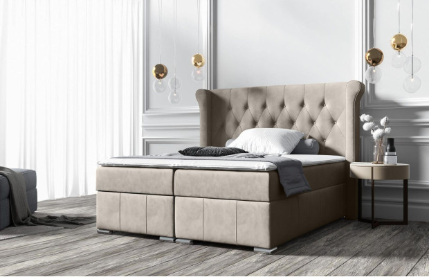 Chesterfield gulta + gultas kaste Boxspring gultas guļamistaba viesnīca Visas izmēri!