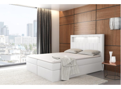 Gulta apgaismota boxspring gultas king size audekla viesnīcas jaunās guļamistabas mēbeles