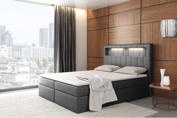 Gulta apgaismota boxspring gultas king size audekla viesnīcas jaunās guļamistabas mēbeles