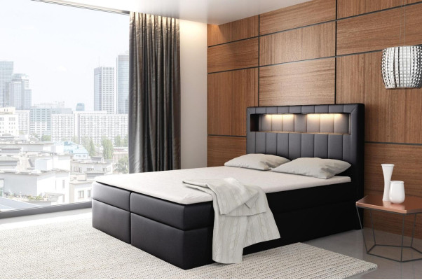 Gulta apgaismota boxspring gultas king size audekla viesnīcas jaunās guļamistabas mēbeles