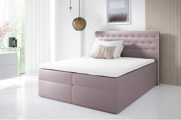 Gulta ar gultas kasti, boxspring gulta, mūsdienīga divvietīgā viesnīcas gulta 160 cm guļamistabā.