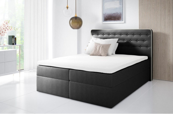 Gulta ar gultas kasti, boxspring gulta, mūsdienīga divvietīgā viesnīcas gulta 160 cm guļamistabā.