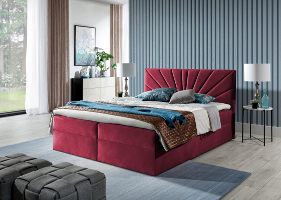 Boxspring gulta divguļamā gulta ar gultas kasti patīkams gultas polsteris sarkans jauns