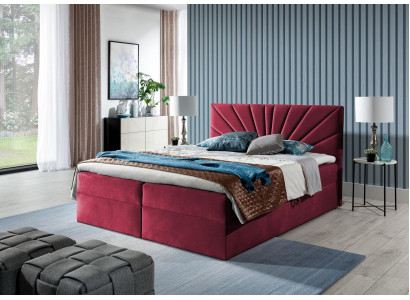 Boxspring gulta divguļamā gulta ar gultas kasti patīkams gultas polsteris sarkans jauns