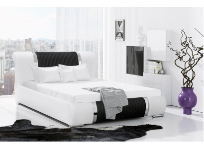 Gultas Gultas rāmis Divguļamā gulta Gultas gulta Gultas gulta Gultas gulta Polsterbed Chromleiste Mēbeles Balts