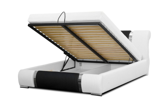 Gultas Gultas rāmis Divguļamā gulta Gultas gulta Gultas gulta Gultas gulta Polsterbed Chromleiste Mēbeles Balts