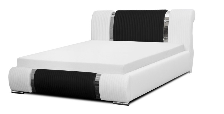 Gultas Gultas rāmis Divguļamā gulta Gultas gulta Gultas gulta Gultas gulta Polsterbed Chromleiste Mēbeles Balts