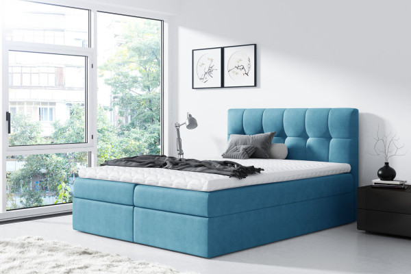 Gulta Laužu gulta Boxspring gulta Divgulta Moderna Zila Guļamistaba Gultas 160x200