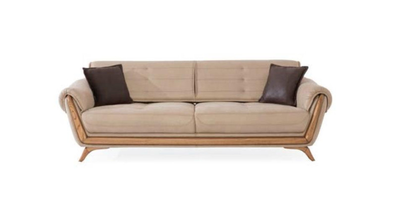 Trijvietīgā beige krēsla dīvāns mēbeles iekārtojums dīvāni dīvāni jauns beige