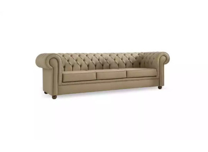 Beiger Chesterfield trīsvietīgais biroju mēbeļu dīvāns ar polsterējumu - prestiža mēbeles
