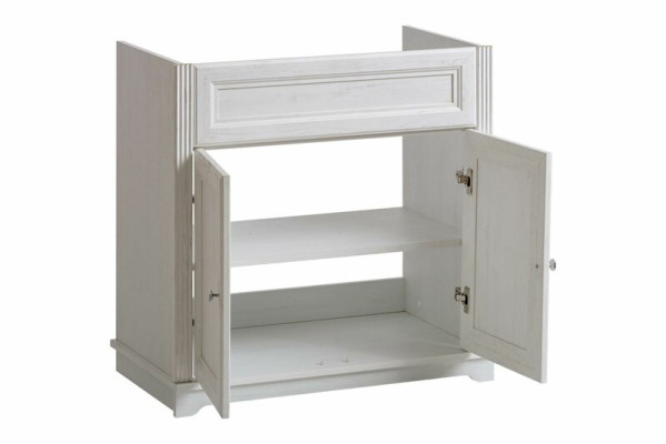 Sliktie mēbeles Antīkstilā izgatavotas ar baseinu un zemā skapīša, lauku mājas vannas istabai.