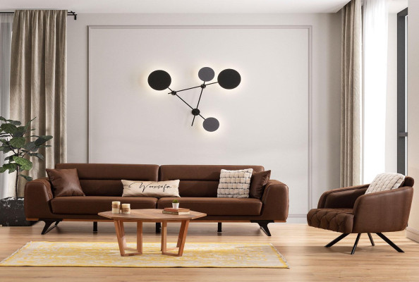 Pilnīgi komplekts dīvānu sērija četrstāvu galds dīvāns brūns auduma dīvāns dīvāni