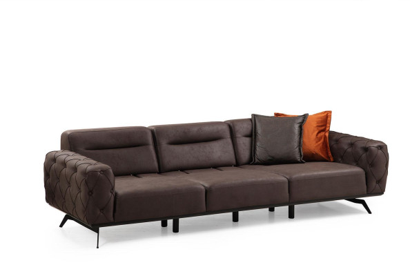 Chesterfield četrvietais dīvāns Brūns dīvāns 4 sēdvietu mīkstais dīvāns auduma dīvāns