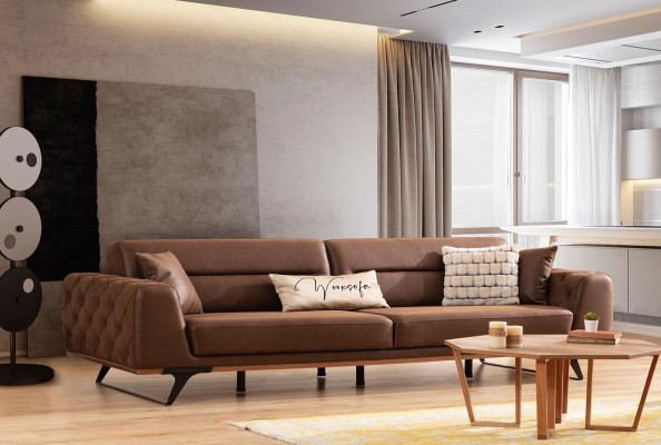 Chesterfield četrvieta sēdētsprieguma mākslīgās ādas bruņurupuci brūna gulta 4 vietu polstersofa.