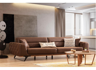 Chesterfield četrvieta sēdētsprieguma mākslīgās ādas bruņurupuci brūna gulta 4 vietu polstersofa.