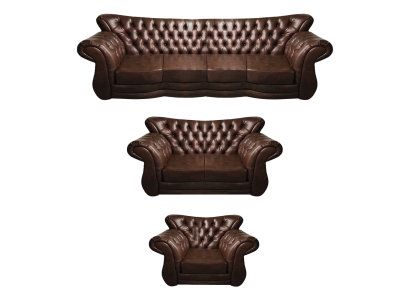 Dzīvojamā istaba Chesterfield dīvāns komplektā 3 gab. 4+2+1 ādas luksusa dīvāns krēsls
