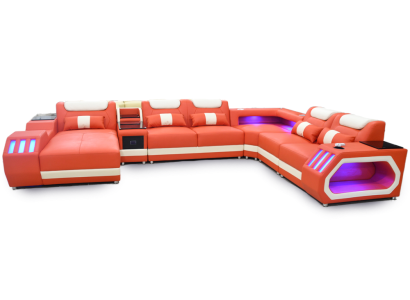 Stūra dīvāns U formā Oranža dzīvojamā platība Dīvāns Polster Sienas stūra dīvāns Sofa Moderns