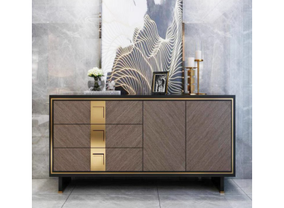 Sideboard Kommode Skapis koks Moderns dizains Pelēks Luksusa dzīvojamā istaba