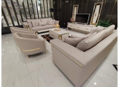 Sofasets 3+3+1+1 vietas + galdiņš + plaukts Moderns komplekts Jauns