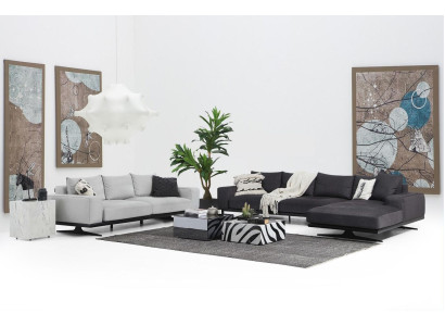 Sofa stūra izveļas stūris L-forma divvietīgs krēsla auduma pelēkās krāsas 3 gabali
