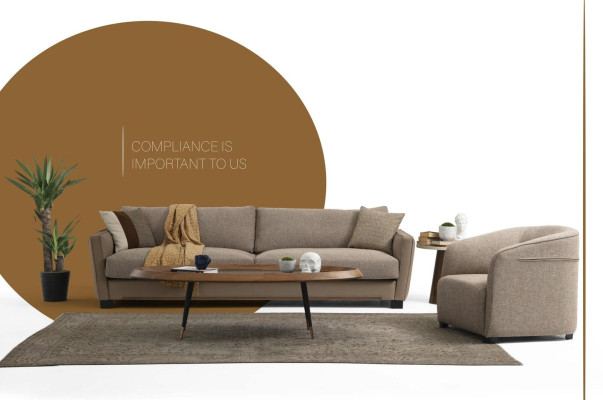 Sofas komplekts 3-vietīgs krēsls moderne audums bēša dizains komplekts