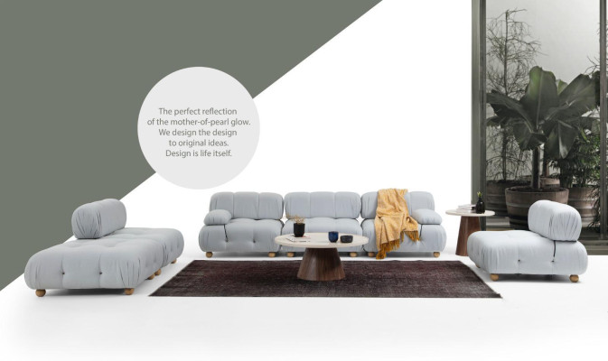 Pilna dīvāna komplekta dīvāns 3-2-1-vietīgs moderns audums pelēks komplekts