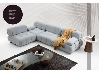 Dzīvojamā istaba Stūra sofa Dīvāns Auduma Dīvāni Stūris Pelēka Moderna Poliestera Dizains